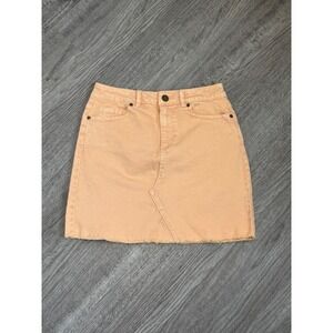GB Womens Peach Denim Mini Skirt Raw Hem Size S GB6575WNDD